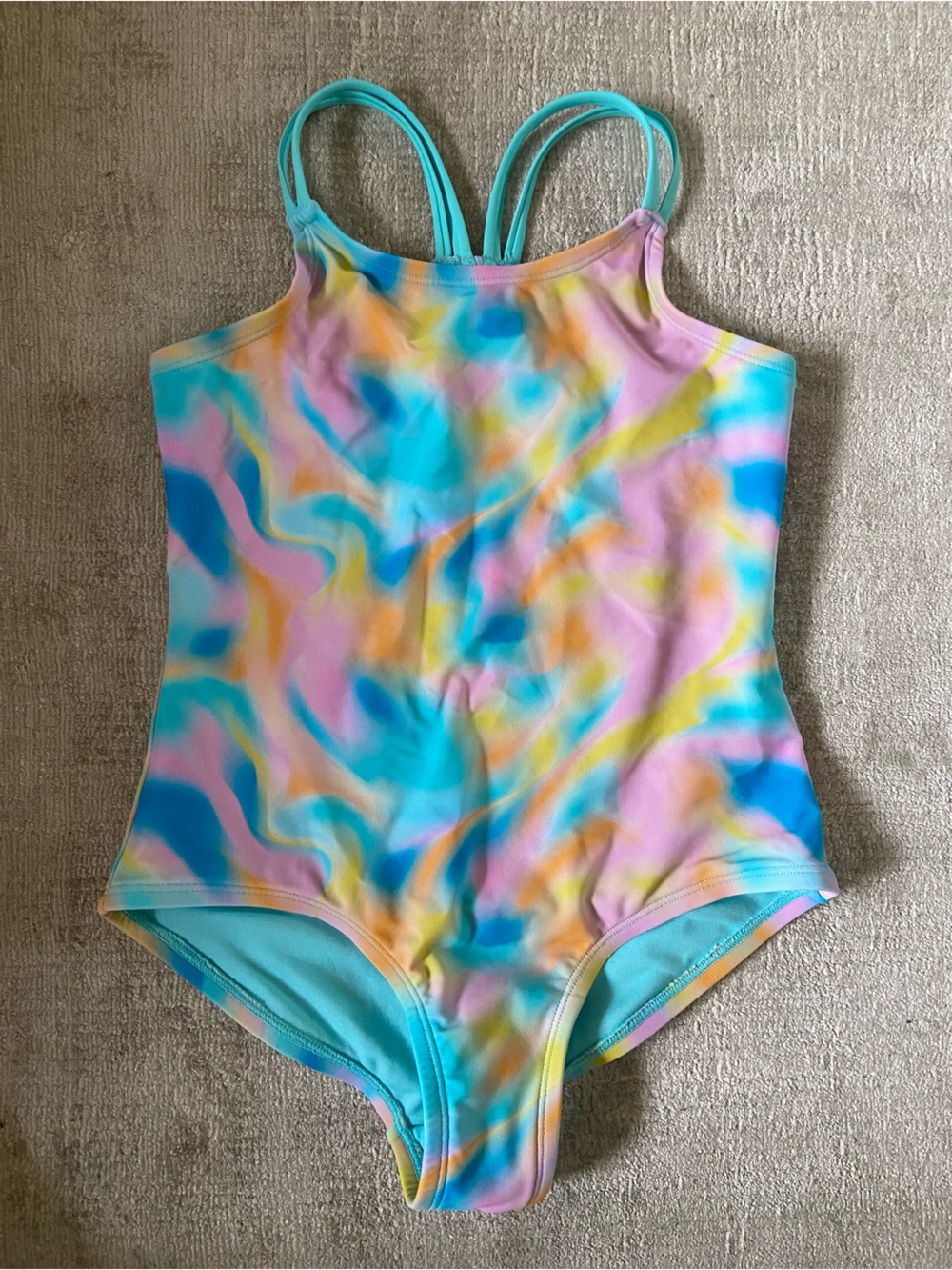 Roots Kids Turquoise Multi-Color Swirl One-Piece Swimsuit